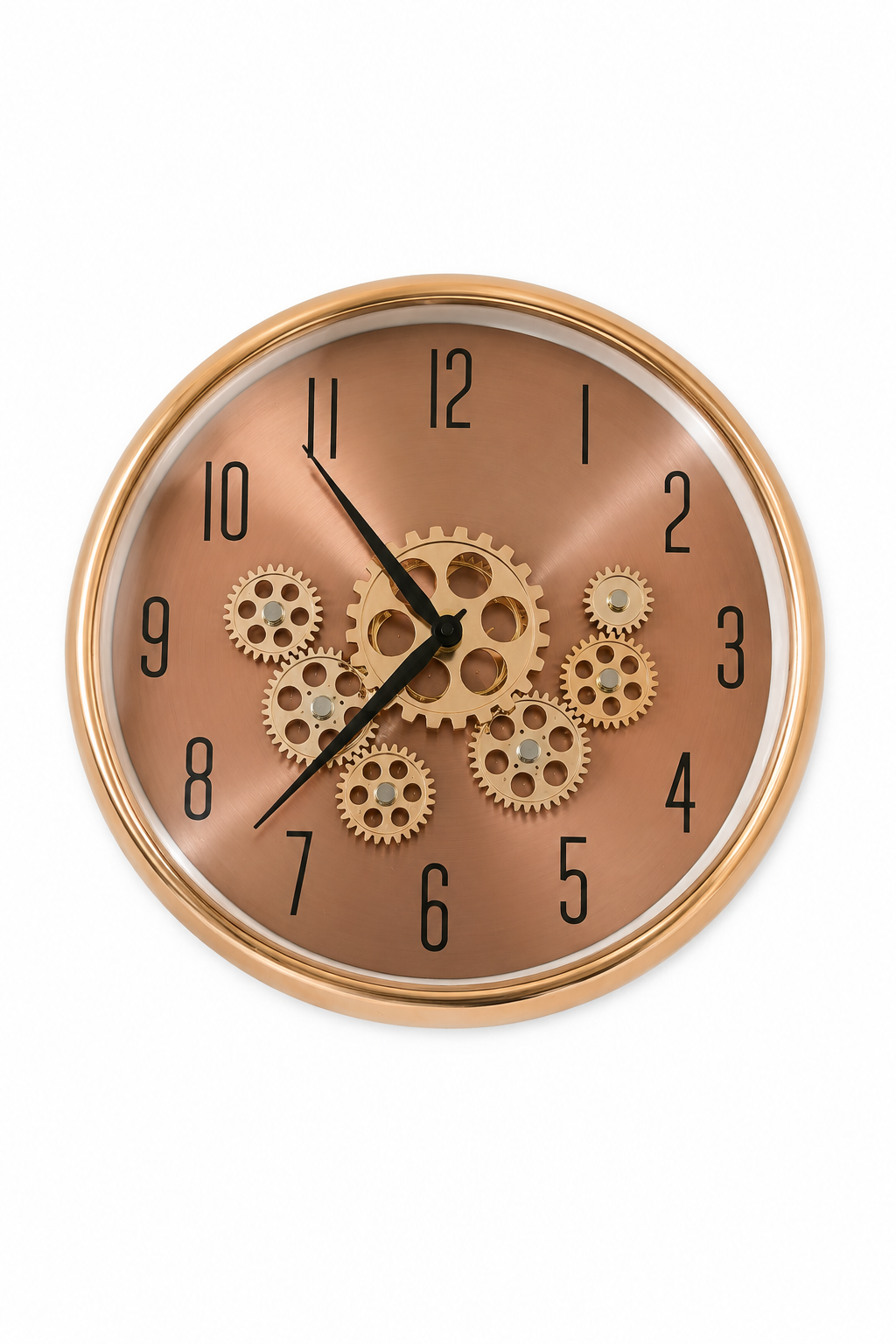 Aurora Brushed Metal Gear Wall Clock