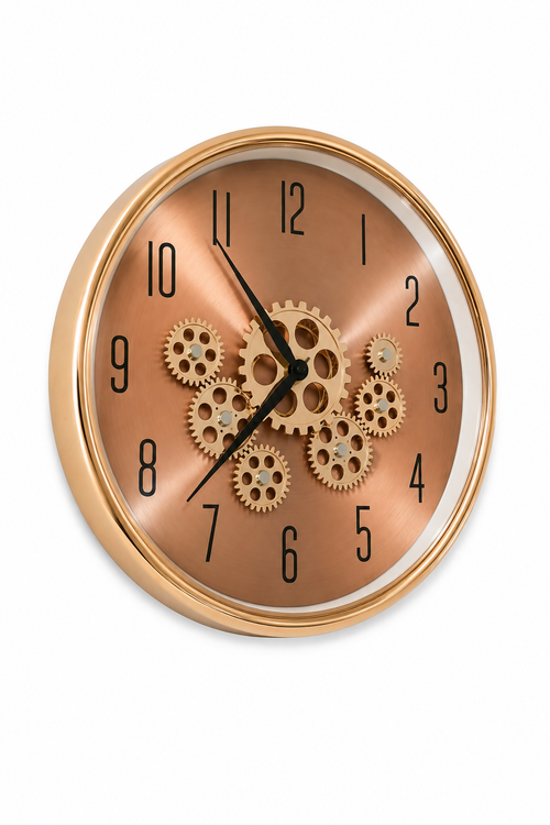 Aurora Brushed Metal Gear Wall Clock