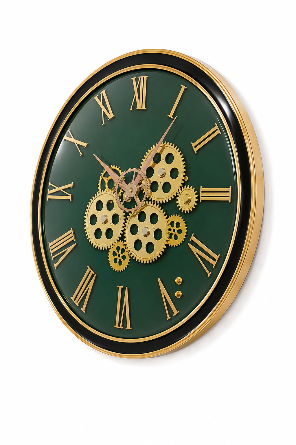 Emerald Crest Roman Gear Wall Clock