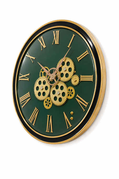 Emerald Crest Roman Gear Wall Clock