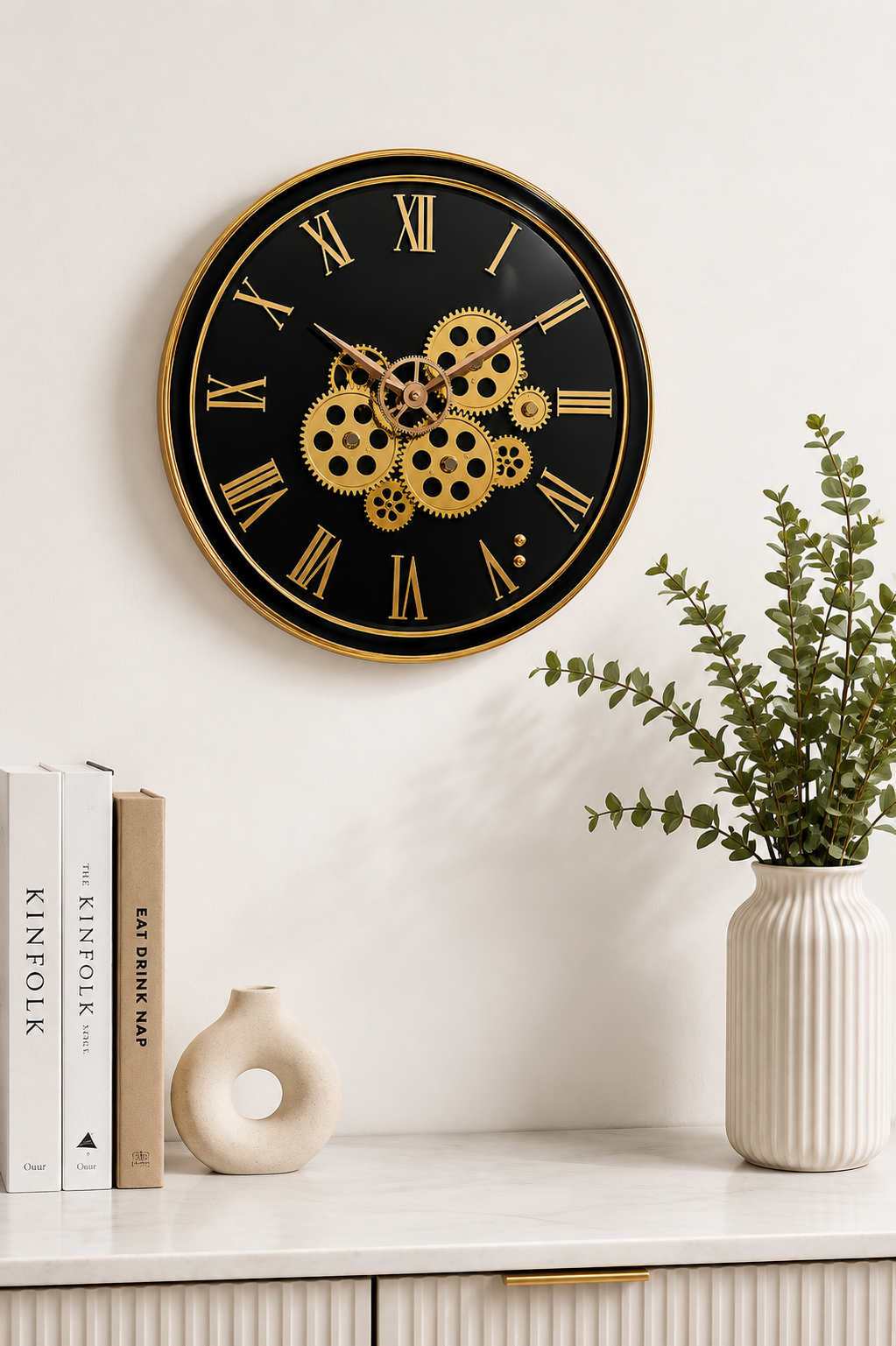 Emerald Crest Roman Gear Wall Clock